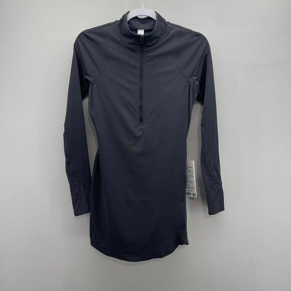 Lululemon Long-Sleeve Tennis Dress Romper Womens 4 Nulux Graphite Gray